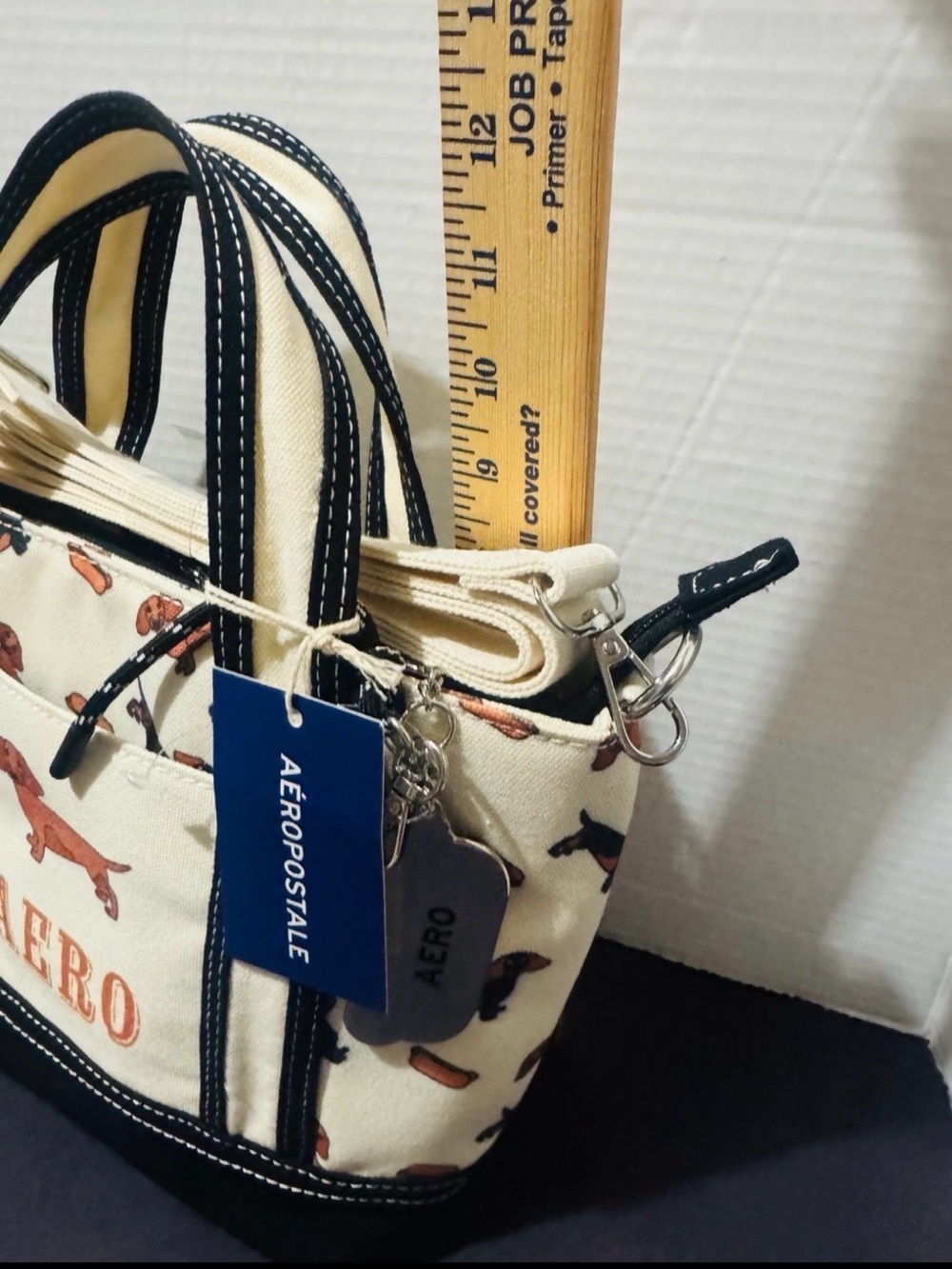 Aero Aeropostale Dachshund canvas tote BNWT - Picture 4 of 10